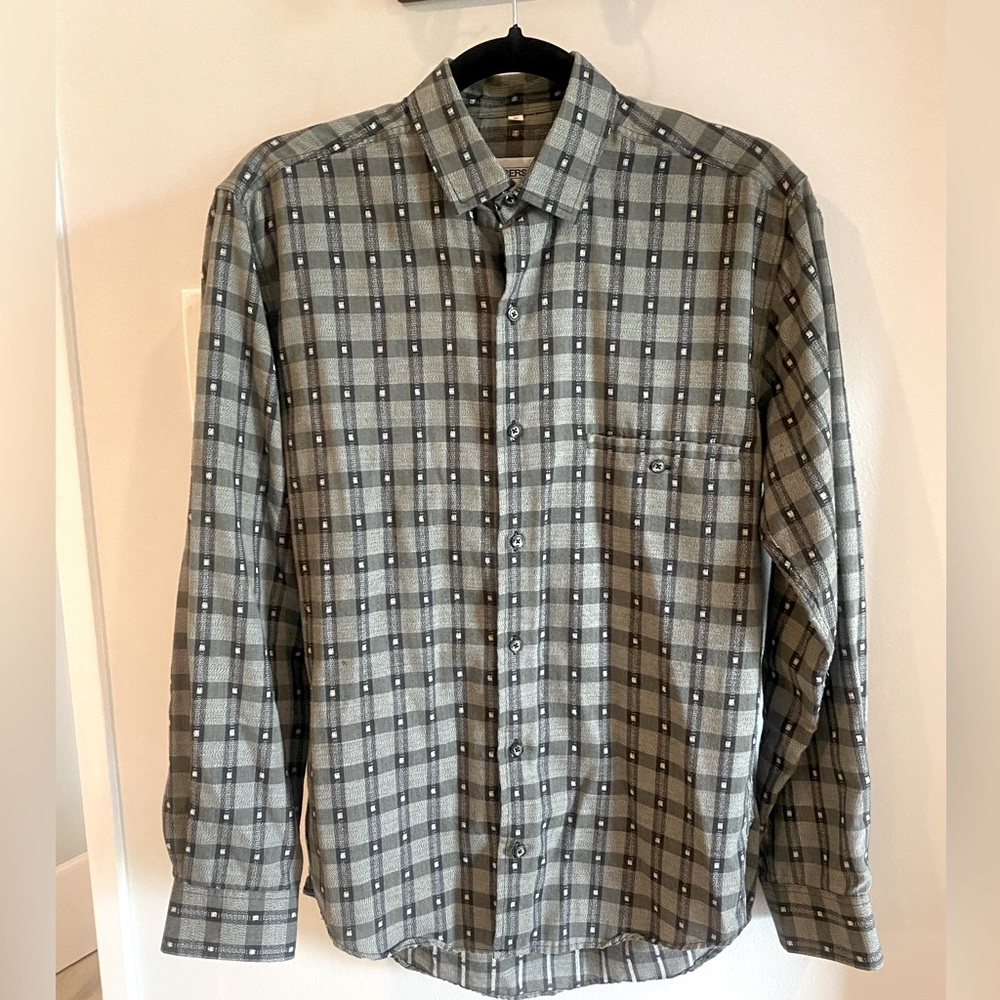 Vintage Members Only Black & Grey Flannel Plaid Button Down Shirt